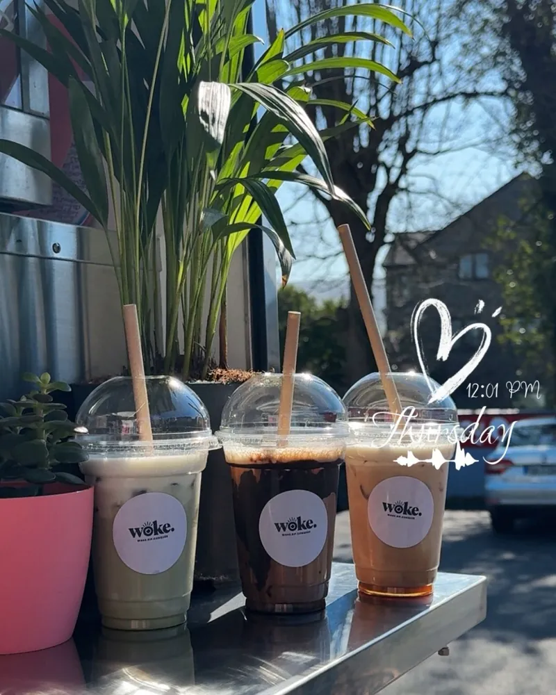 Iced drinks including matcha on the Woke counter